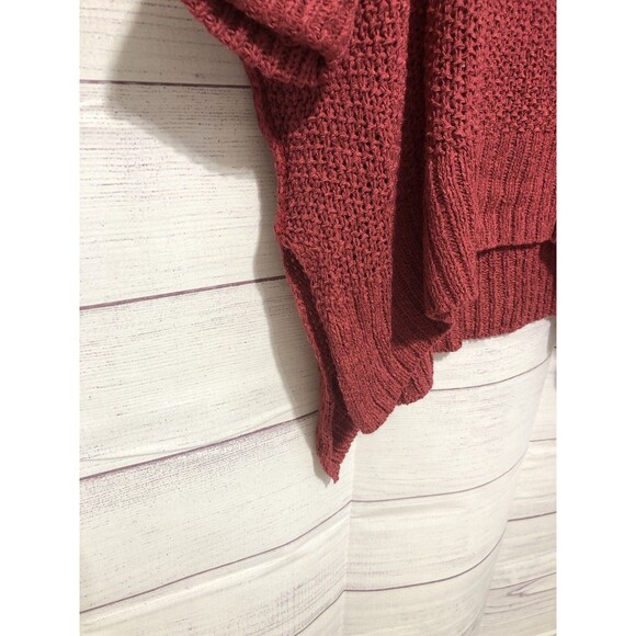 She + Sky Hi-Low Burgundy Oversized Knit Sweater One Size EUC - Picture 3 of 6